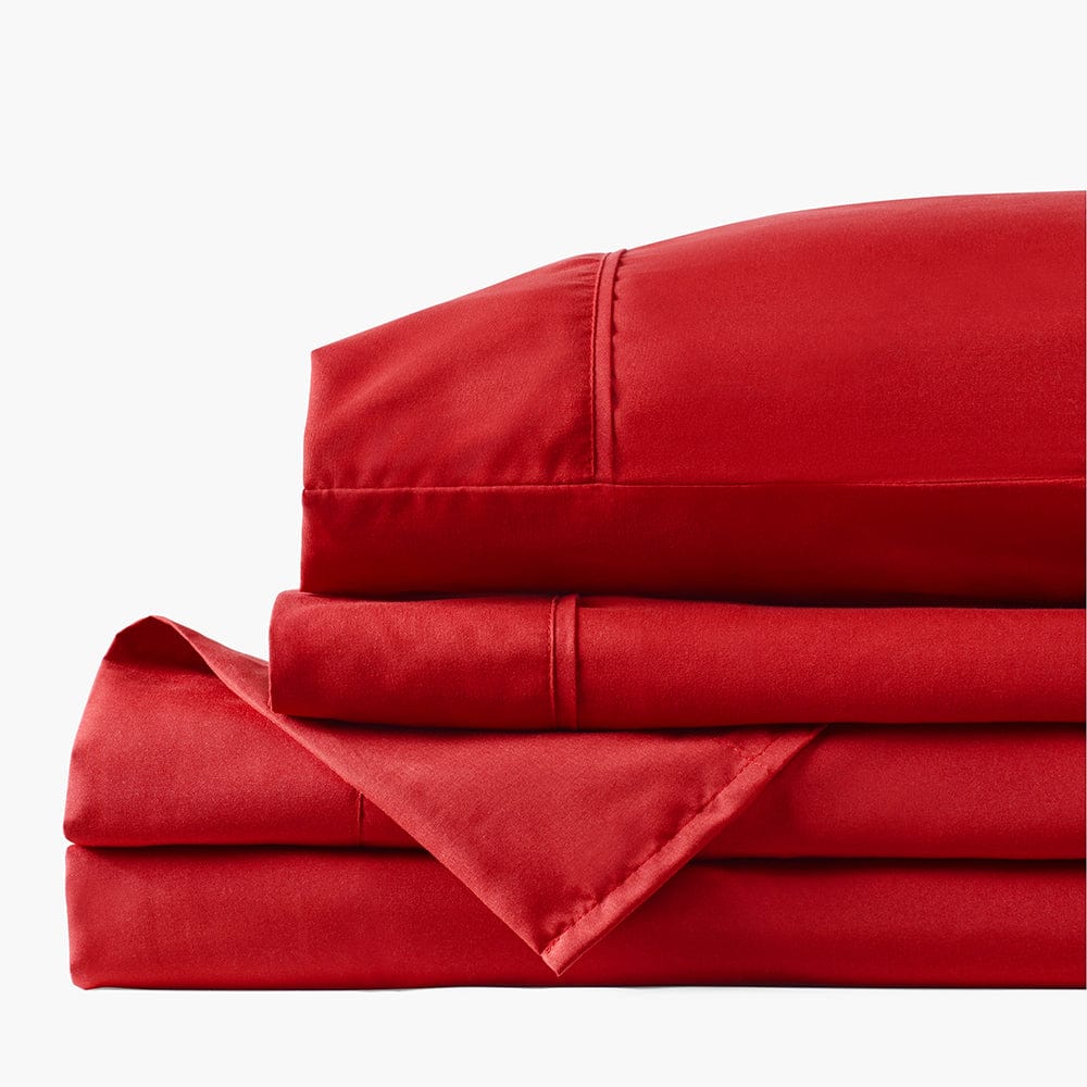  PeachSkinSheets Red Velvet Sheet Set - 1500tc Level of Softness  - Extra Soft Cooling Sheets for Hot Sleepers and Night Sweats - Split Head King  Size (36 Split) : Home & Kitchen